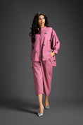 Load image into Gallery viewer, Pink Butterfly Embellished Pleated Shirt & Pants Set