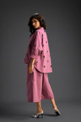 Load image into Gallery viewer, Pink Butterfly Embellished Pleated Shirt & Pants Set