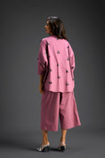 Load image into Gallery viewer, Pink Butterfly Embellished Pleated Shirt & Pants Set