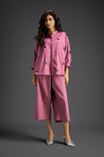 Load image into Gallery viewer, Pink Butterfly Embellished Pleated Shirt & Pants Set
