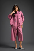 Load image into Gallery viewer, Pink Butterfly Embellished Pleated Shirt & Pants Set