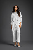 Load image into Gallery viewer, White Butterfly Embellished Pleated Shirt & Pants Set