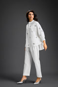 Load image into Gallery viewer, White Butterfly Embellished Pleated Shirt & Pants Set