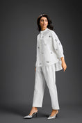 Load image into Gallery viewer, White Butterfly Embellished Pleated Shirt & Pants Set