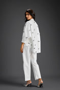 Load image into Gallery viewer, White Butterfly Embellished Pleated Shirt & Pants Set