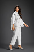 Load image into Gallery viewer, White Butterfly Embellished Pleated Shirt & Pants Set