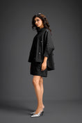 Load image into Gallery viewer, Black Butterfly Embellished Pleated Shirt & Shorts Set