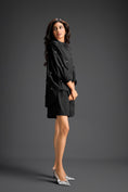 Load image into Gallery viewer, Black Butterfly Embellished Pleated Shirt & Shorts Set