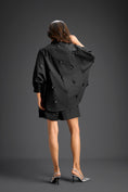 Load image into Gallery viewer, Black Butterfly Embellished Pleated Shirt & Shorts Set