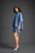 Load image into Gallery viewer, Blue Butterfly Embellished Pleated Shirt & Shorts Set