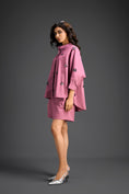 Load image into Gallery viewer, Pink Butterfly Embellished Pleated Shirt & Shorts Set
