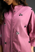 Load image into Gallery viewer, Pink Butterfly Embellished Pleated Shirt & Shorts Set