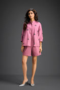 Load image into Gallery viewer, Pink Butterfly Embellished Pleated Shirt & Shorts Set
