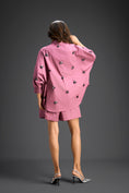 Load image into Gallery viewer, Pink Butterfly Embellished Pleated Shirt & Shorts Set