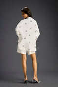 Load image into Gallery viewer, White Butterfly Embellished Pleated Shirt & Shorts Set
