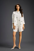 Load image into Gallery viewer, White Butterfly Embellished Pleated Shirt & Shorts Set