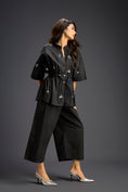 Load image into Gallery viewer, Black Butterfly Embellished Drawstring Shirt & Wide-Leg Pants Set