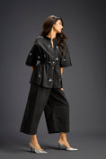 Load image into Gallery viewer, Black Butterfly Embellished Drawstring Shirt & Wide-Leg Pants Set