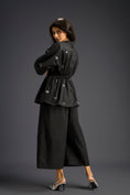 Load image into Gallery viewer, Black Butterfly Embellished Drawstring Shirt & Wide-Leg Pants Set