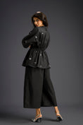 Load image into Gallery viewer, Black Butterfly Embellished Drawstring Shirt & Wide-Leg Pants Set