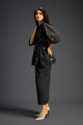 Load image into Gallery viewer, Black Butterfly Embellished Drawstring Shirt & Wide-Leg Pants Set