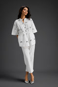 Load image into Gallery viewer, White Butterfly Embellished Drawstring Shirt & Wide-Leg Pants Set