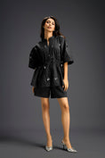 Load image into Gallery viewer, Black Butterfly Embellished Drawstring Shirt & Shorts Set