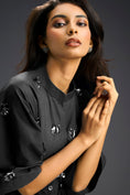 Load image into Gallery viewer, Black Butterfly Embellished Drawstring Shirt & Shorts Set