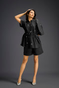 Load image into Gallery viewer, Black Butterfly Embellished Drawstring Shirt & Shorts Set