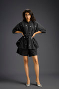 Load image into Gallery viewer, Black Butterfly Embellished Drawstring Shirt & Shorts Set