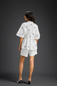 Load image into Gallery viewer, White Butterfly Embellished Drawstring Shirt & Shorts Set