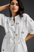 Load image into Gallery viewer, White Butterfly Embellished Drawstring Shirt & Shorts Set