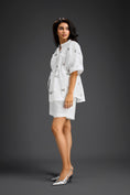 Load image into Gallery viewer, White Butterfly Embellished Drawstring Shirt & Shorts Set