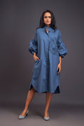 Load image into Gallery viewer, Oversized Shirt Dress With Embroidered Pocket