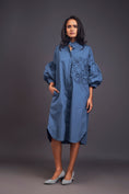 Load image into Gallery viewer, Oversized Shirt Dress With Embroidered Pocket