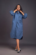 Load image into Gallery viewer, Oversized Shirt Dress With Embroidered Pocket