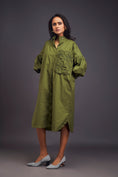 Load image into Gallery viewer, Oversized Shirt Dress With Embroidered Pocket