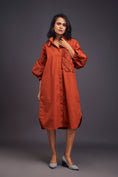 Load image into Gallery viewer, Oversized Shirt Dress With Embroidered Pocket