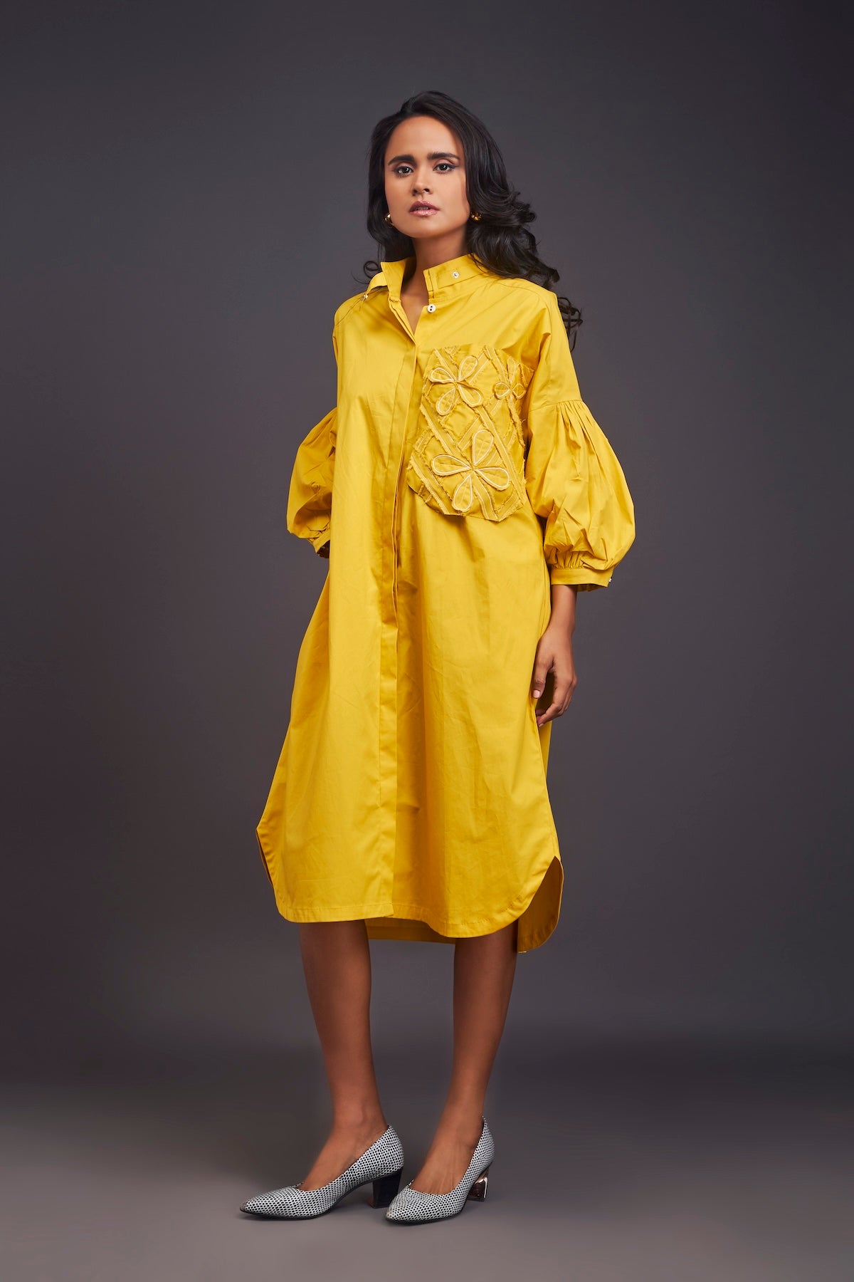 Oversized Shirt Dress With Embroidered Pocket1