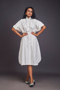 Load image into Gallery viewer, Pleated Oversized Shirt Dress With Patchwork