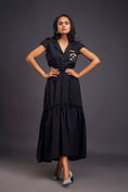 Load image into Gallery viewer, Lapel Collar Long Dress With Side Cutouts