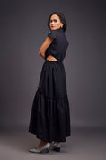 Load image into Gallery viewer, Lapel Collar Long Dress With Side Cutouts