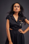 Load image into Gallery viewer, Lapel Collar Long Dress With Side Cutouts