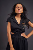 Load image into Gallery viewer, Lapel Collar Long Dress With Side Cutouts