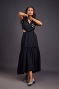 Load image into Gallery viewer, Lapel Collar Long Dress With Side Cutouts