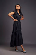 Load image into Gallery viewer, Lapel Collar Long Dress With Side Cutouts