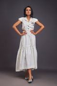 Load image into Gallery viewer, Lapel Collar Long Dress With Side Cutouts