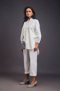 Load image into Gallery viewer, White High-Low Shirt With Patchwork
