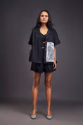 Load image into Gallery viewer, Black Oversized Cuban Collared Shirt