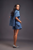 Load image into Gallery viewer, Blue Oversized Cuban Collared Shirt